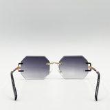 Frameless Octagon Lens with Metal arm in Black