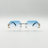 Frameless Octagon Lens with Metal arm in Blue