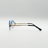 Frameless Octagon Lens with Metal arm in Blue