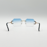 Frameless Octagon Lens with Metal arm in Blue