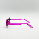 Square Frame Sunglasses in Hot Pink with Black Lens