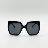 Oversize Cateye Sunglasses with Diamante Detail in Black