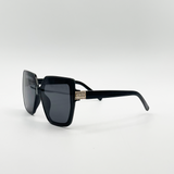 Oversize Cateye Sunglasses with Diamante Detail in Black