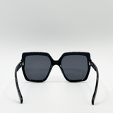 Oversize Cateye Sunglasses with Diamante Detail in Black