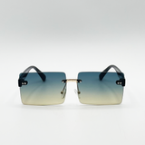 Square Frameless Sunglasses with Black Ombre Lens