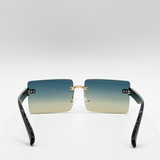 Square Frameless Sunglasses with Black Ombre Lens