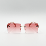 Square Frameless Sunglasses with Pink and Yelllow Ombre Lens