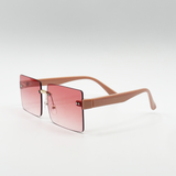 Square Frameless Sunglasses with Pink and Yelllow Ombre Lens