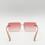 Square Frameless Sunglasses with Pink and Yelllow Ombre Lens