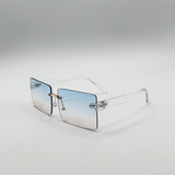 Square Rimless Sunglasses with Blue Ombre Lens