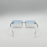 Square Rimless Sunglasses with Blue Ombre Lens