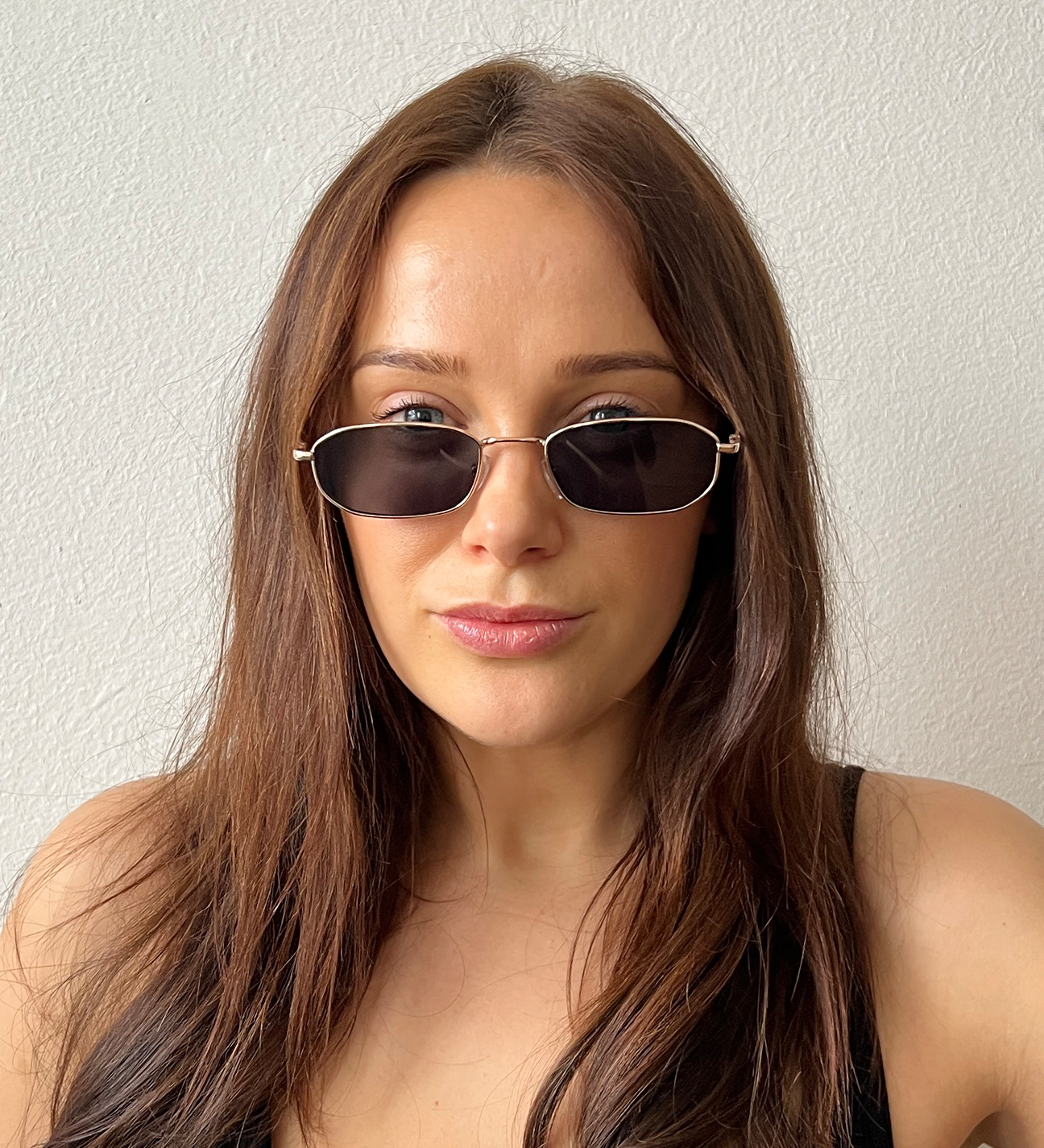 Slim Metal Frame Rectangle Sunglasses - svnx