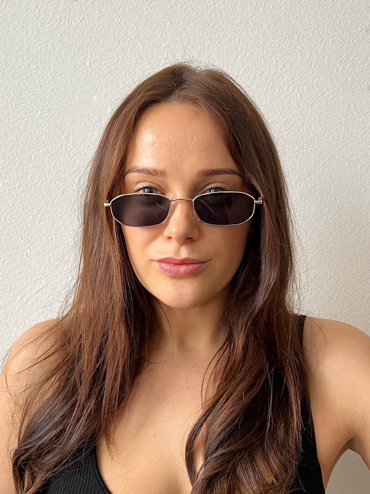 Slim Metal Frame Rectangle Sunglasses - svnx