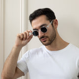 Classic Round Mens Sunglasses in Transparent