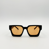 Chunky Oversize square Sunglasses in Black with Orange Lenses