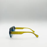 Retro Ribbed Navigator Sunglasses in Blue Green