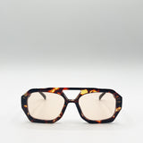 Tortoiseshell Navigator Sunglasses with Orange Lenses