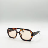 Tortoiseshell Navigator Sunglasses with Orange Lenses