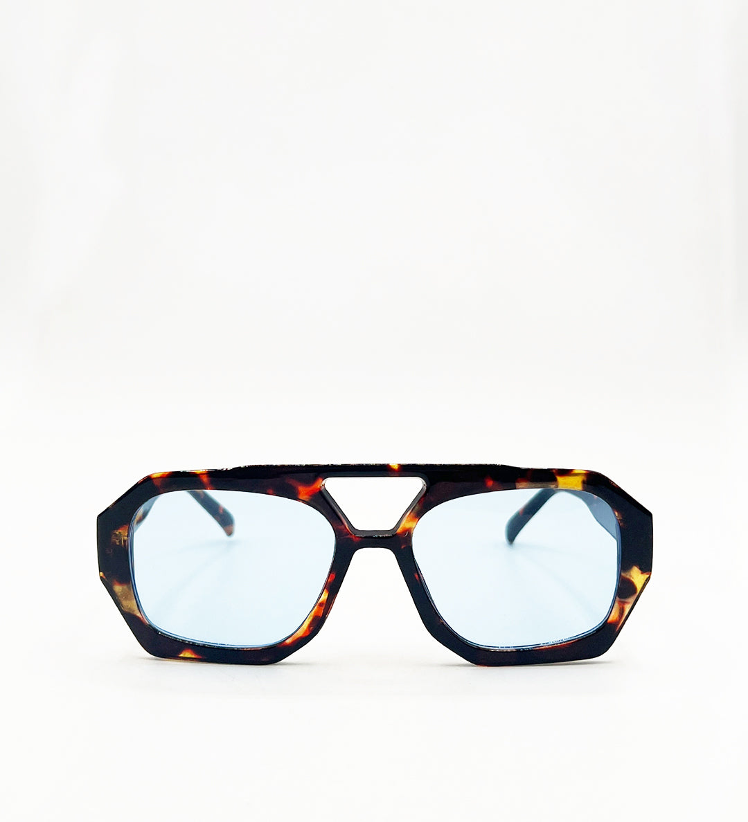 Tortoiseshell Navigator Sunglasses with Blue Lenses - svnx