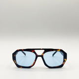 Tortoiseshell Navigator Sunglasses with Blue Lenses