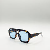 Tortoiseshell Navigator Sunglasses with Blue Lenses