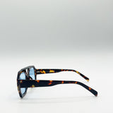 Tortoiseshell Navigator Sunglasses with Blue Lenses