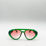 Chunky Aviator Sunglasses in Bright Green