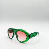 Chunky Aviator Sunglasses in Bright Green