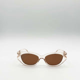 Cat-Eye Diamond Infinity Sunglasses in Clear Beige