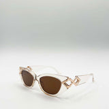 Cat-Eye Diamond Infinity Sunglasses in Clear Beige