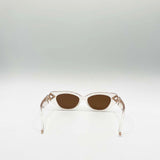 Cat-Eye Diamond Infinity Sunglasses in Clear Beige