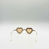 Heart Diamante Sunglasses Gold Champagne