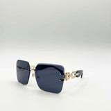 Rimless Oversized Square Sunglassses in Black Gold