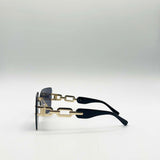 Rimless Oversized Square Sunglassses in Black Gold