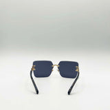 Rimless Oversized Square Sunglassses in Black Gold