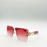 Rimless Oversized Square Sunglassses in Red Gold