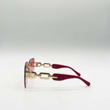 Rimless Oversized Square Sunglassses in Red Gold