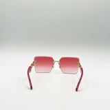 Rimless Oversized Square Sunglassses in Red Gold