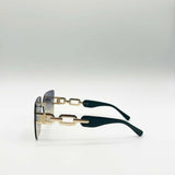 Rimless Oversized Square Sunglassses in Navy Gold