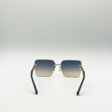 Rimless Oversized Square Sunglassses in Navy Gold