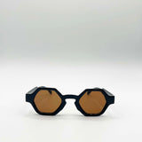 Round Hexagon Sunglasses in Black Brown