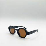 Round Hexagon Sunglasses in Black Brown