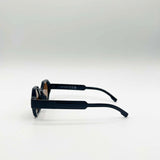 Round Hexagon Sunglasses in Black Brown