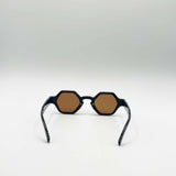 Round Hexagon Sunglasses in Black Brown