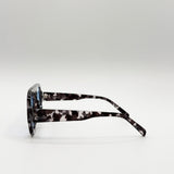 Tortoise Retro Navigator Sunglasses in Grey Blue