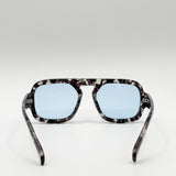 Tortoise Retro Navigator Sunglasses in Grey Blue