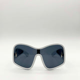 Square Oversized Mask Sunglasses in White Black