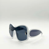 Square Oversized Mask Sunglasses in White Black