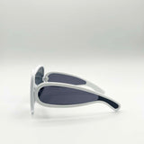 Square Oversized Mask Sunglasses in White Black