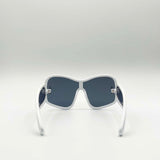 Square Oversized Mask Sunglasses in White Black